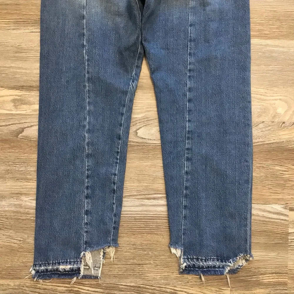 Frame Denim Le Original Button Fly Wetherly Mix High Waist Raw Edge Step Hem 28